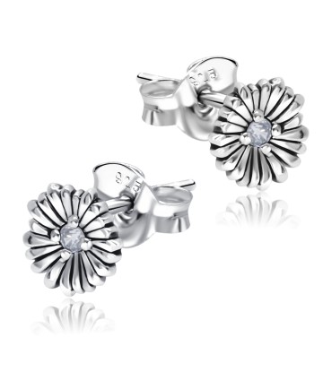 Elegant Flowers with CZ Stone Silver Ear Stud STS-5480